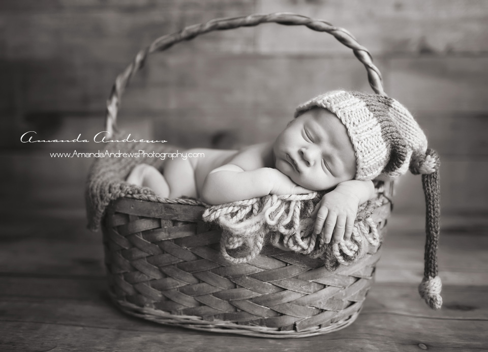 newborn asleep in basket