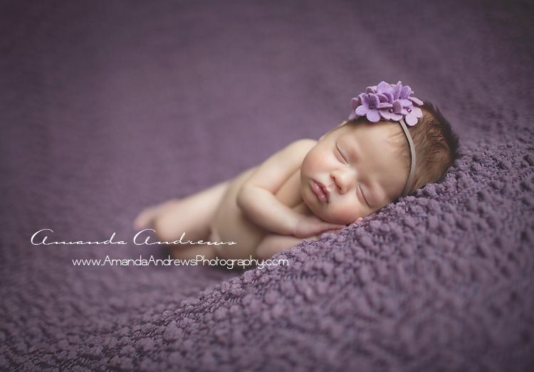 newborn sleeping on purple blanket boise idaho